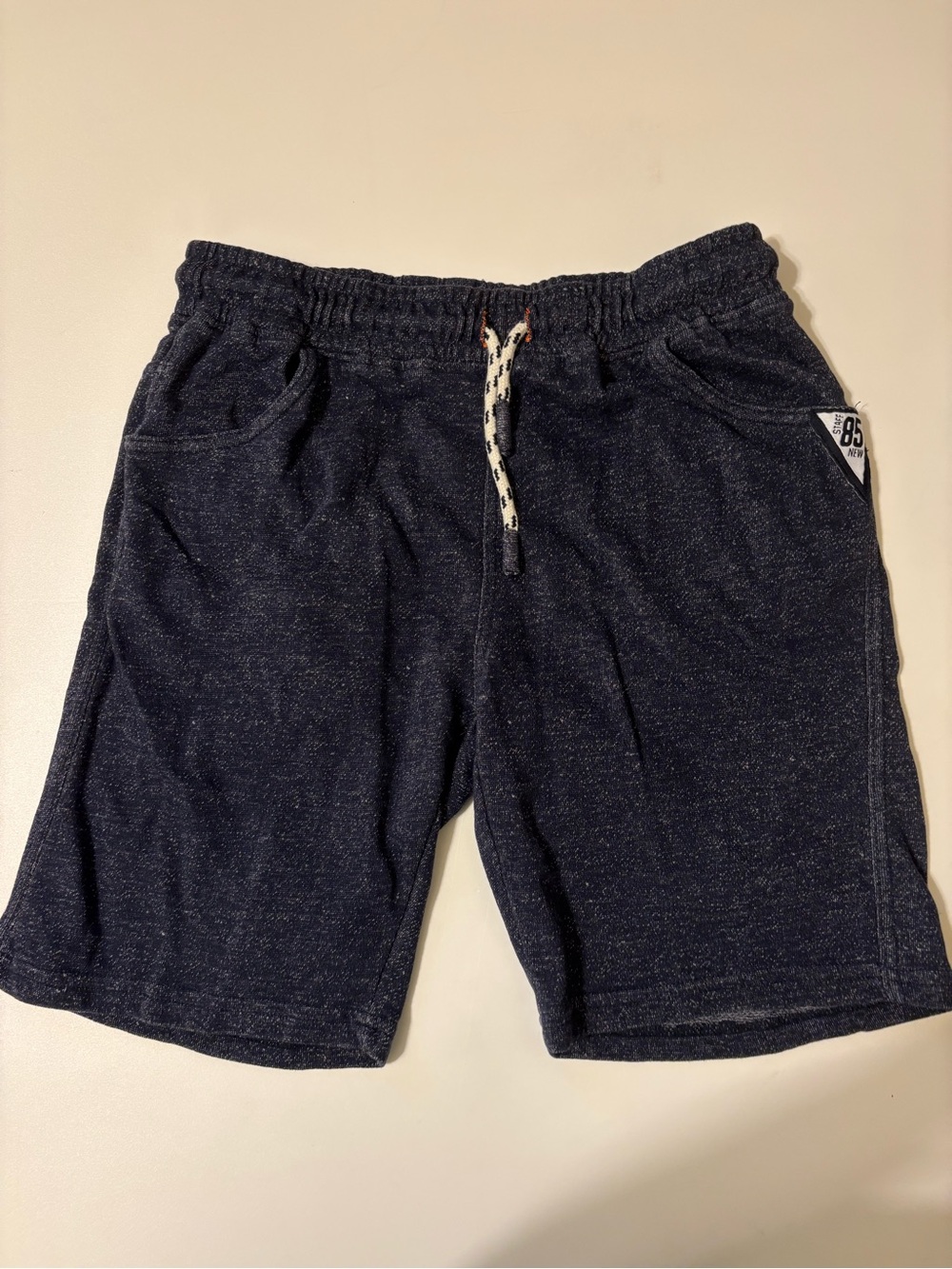 Kids Navy Knit Drawstring Shorts